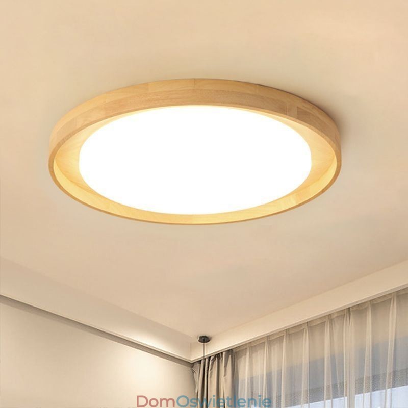 Nowoczesna lampa sufitowa Drewniana akrylowa okrągła lampa sufitowa