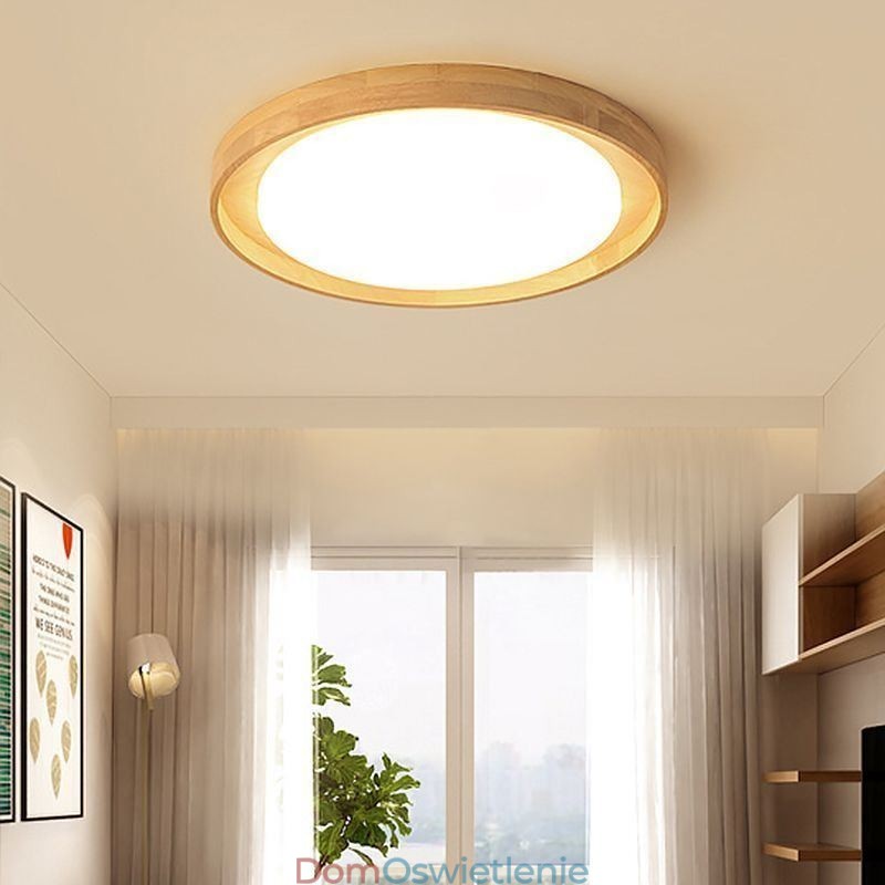 Nowoczesna lampa sufitowa Drewniana akrylowa okrągła lampa sufitowa