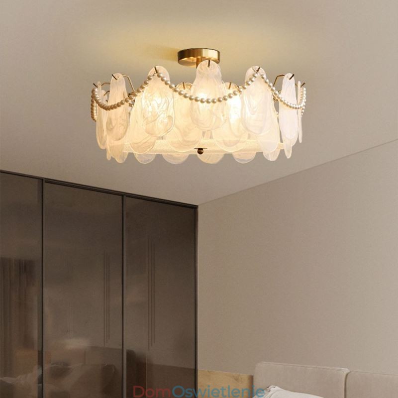 Europejska lampa sufitowa z żelaza Elegancka szklana lampa sufitowa