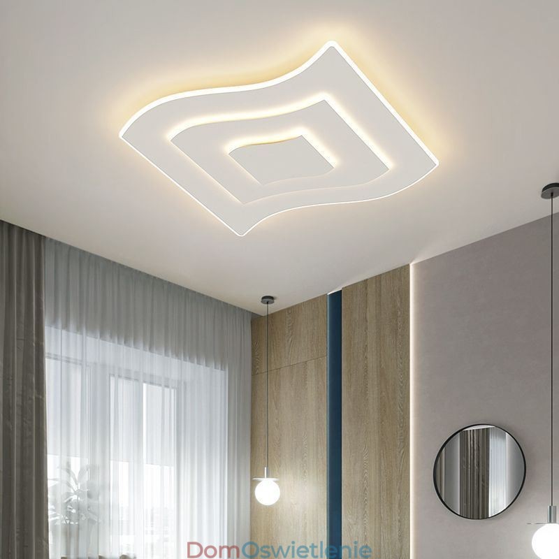 Nowoczesna lampa sufitowa kwadratowa akrylowa montaż na płasko