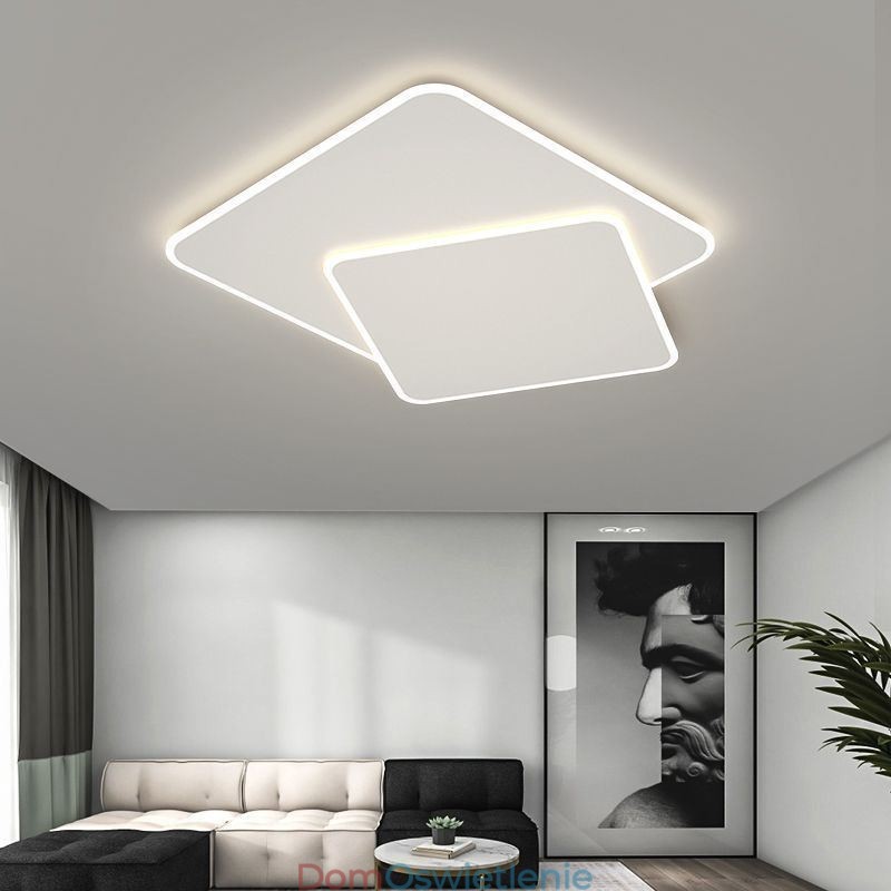 Nowoczesna lampa sufitowa w kształcie kwadratu geometrycznego, montowana na płasko