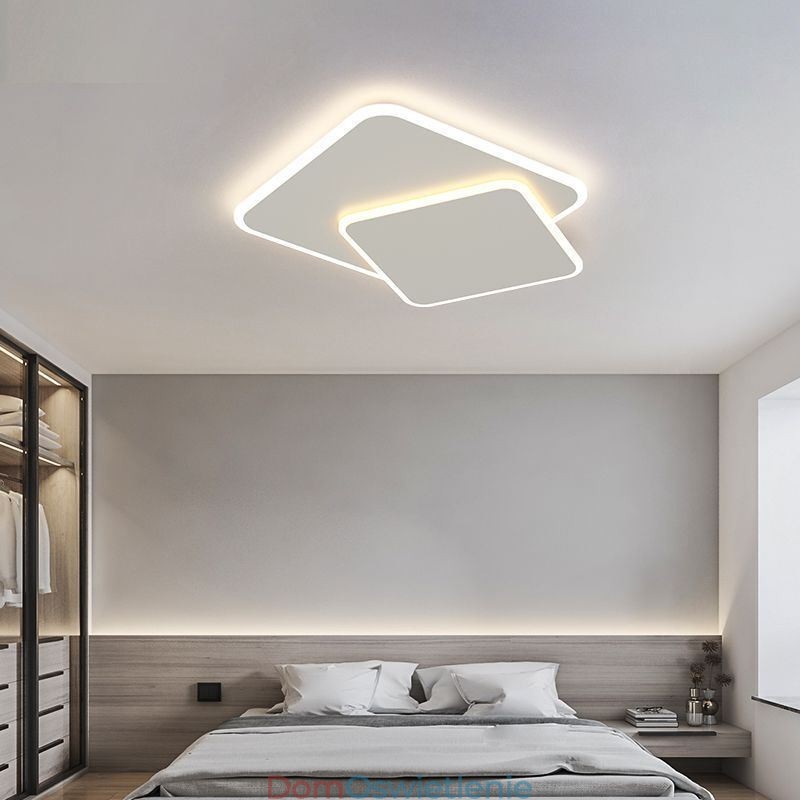 Nowoczesna lampa sufitowa w kształcie kwadratu geometrycznego, montowana na płasko