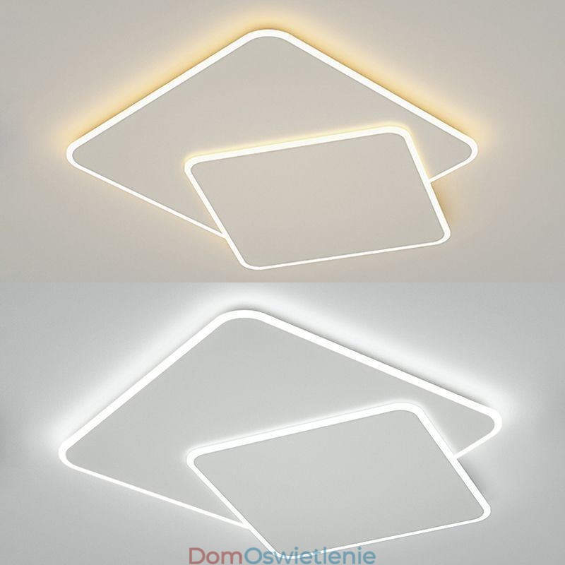 Nowoczesna lampa sufitowa w kształcie kwadratu geometrycznego, montowana na płasko