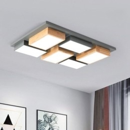 Nowoczesna lampa sufitowa z akrylu, geometryczna lampa sufitowa z drewna