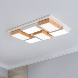 Nowoczesna lampa sufitowa z akrylu, geometryczna lampa sufitowa z drewna