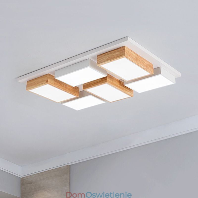 Nowoczesna lampa sufitowa z akrylu, geometryczna lampa sufitowa z drewna