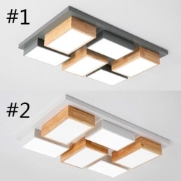 Nowoczesna lampa sufitowa z akrylu, geometryczna lampa sufitowa z drewna