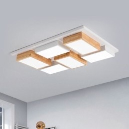 Nowoczesna lampa sufitowa z akrylu, geometryczna lampa sufitowa z drewna