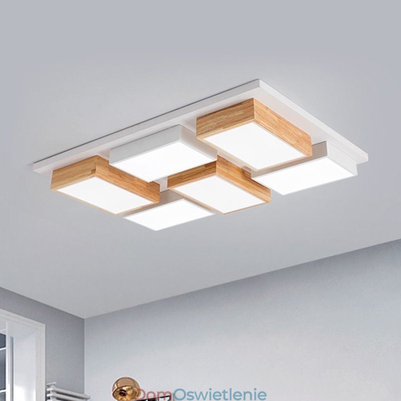 Nowoczesna lampa sufitowa z akrylu, geometryczna lampa sufitowa z drewna