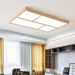Nowoczesna lampa sufitowa, minimalistyczny styl drewna, oprawa sufitowa montowana na płasko