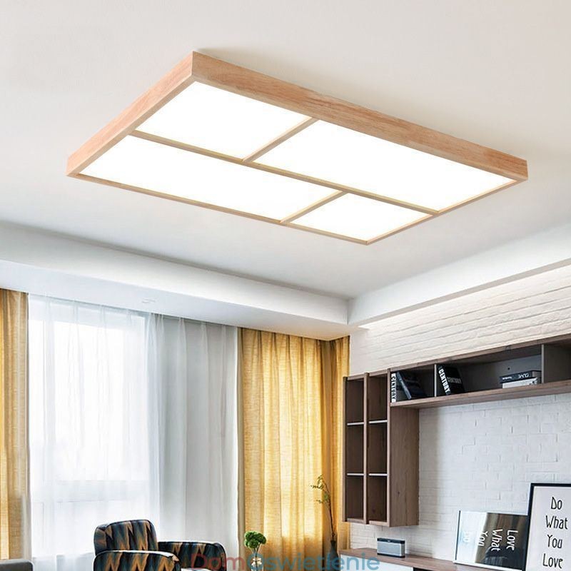 Nowoczesna lampa sufitowa, minimalistyczny styl drewna, oprawa sufitowa montowana na płasko