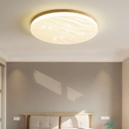 Japońska lampa sufitowa z drewna akrylowego, okrągła, falista lampa sufitowa