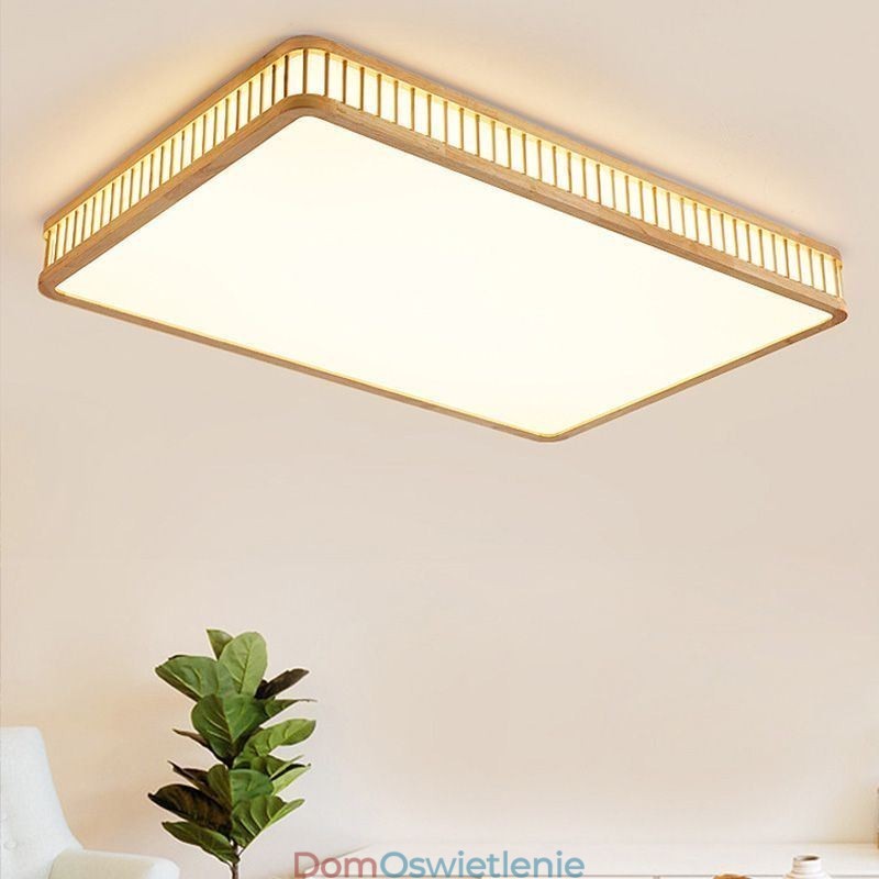 Japońska akrylowa lampa sufitowa prostokątna lampa sufitowa z drewna kauczukowego