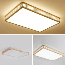 Japońska akrylowa lampa sufitowa prostokątna lampa sufitowa z drewna kauczukowego