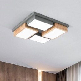 Nowoczesna lampa sufitowa Geometryczna drewniana lampa sufitowa