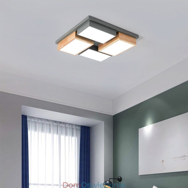 Nowoczesna lampa sufitowa Geometryczna drewniana lampa sufitowa