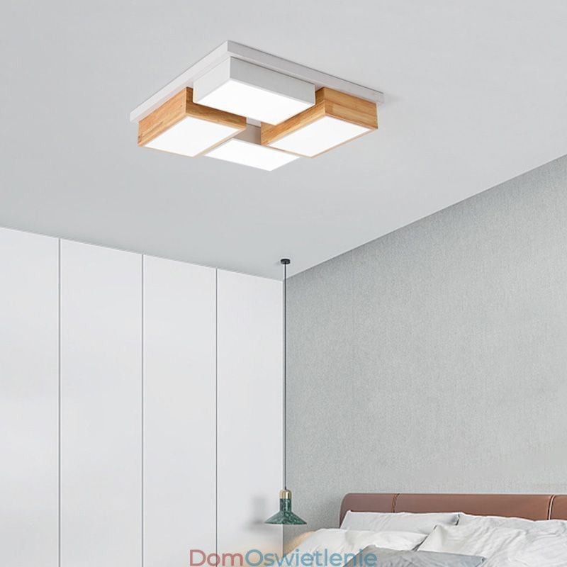 Nowoczesna lampa sufitowa Geometryczna drewniana lampa sufitowa