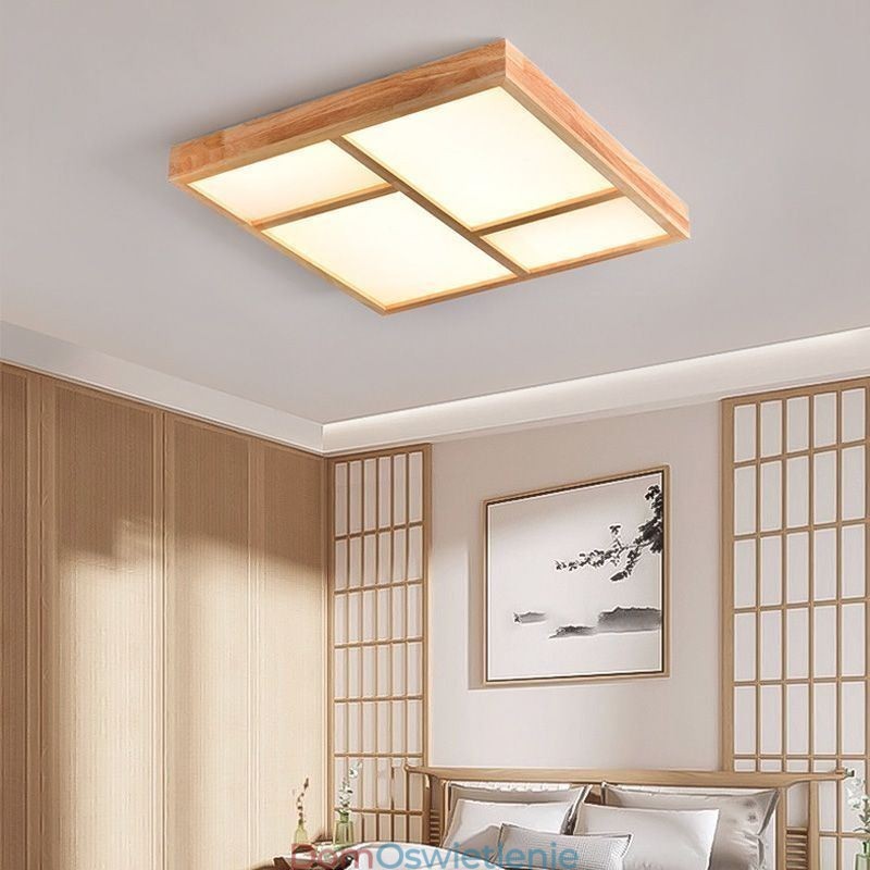 Japońska akrylowa lampa sufitowa Geometryczna drewniana lampa sufitowa