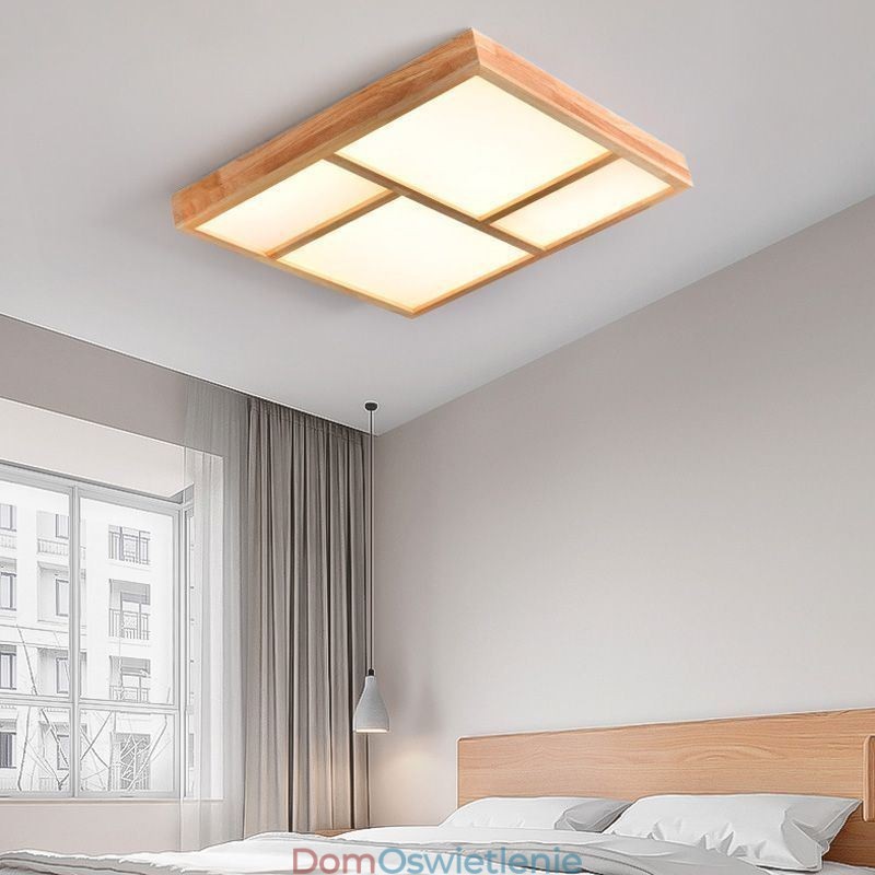 Japońska akrylowa lampa sufitowa Geometryczna drewniana lampa sufitowa