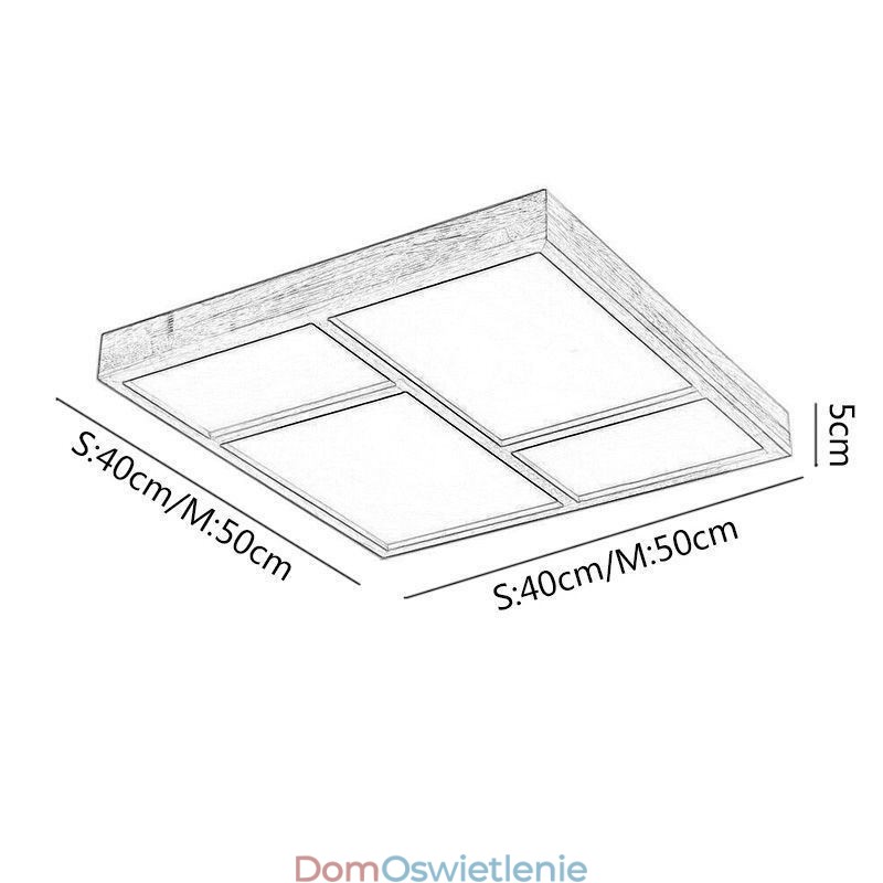 Japońska akrylowa lampa sufitowa Geometryczna drewniana lampa sufitowa