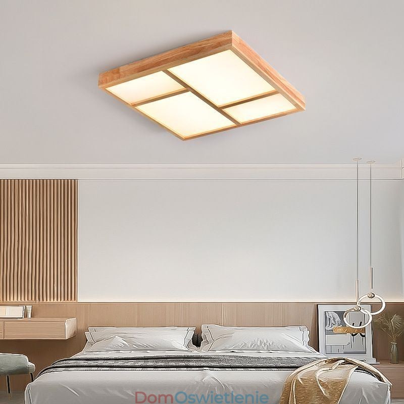 Japońska akrylowa lampa sufitowa Geometryczna drewniana lampa sufitowa