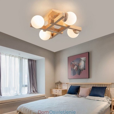 Japońska lampa sufitowa z drewna Magic Bean Molecular Ceiling Lamp Japońska lampa sufitowa z drewna Magic Bean Molecular Ceiling Lamp