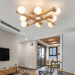 Japońska lampa sufitowa z drewna Magic Bean Molecular Ceiling Lamp