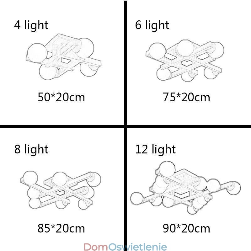 Japońska lampa sufitowa z drewna Magic Bean Molecular Ceiling Lamp