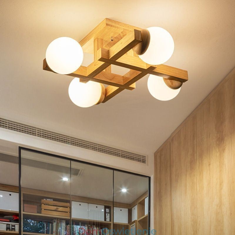 Japońska lampa sufitowa z drewna Magic Bean Molecular Ceiling Lamp
