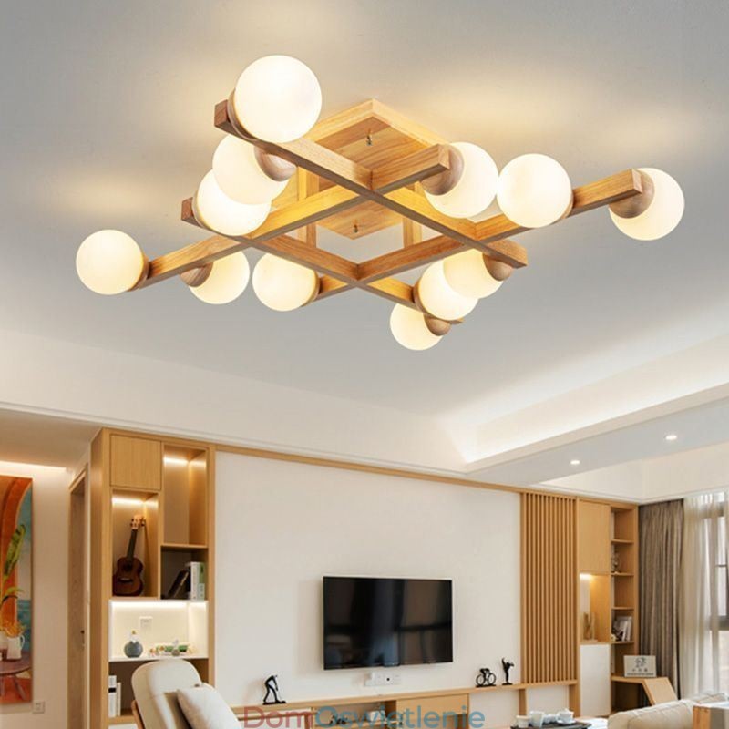 Japońska lampa sufitowa z drewna Magic Bean Molecular Ceiling Lamp