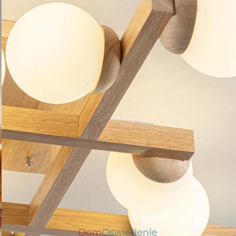 Japońska lampa sufitowa z drewna Magic Bean Molecular Ceiling Lamp