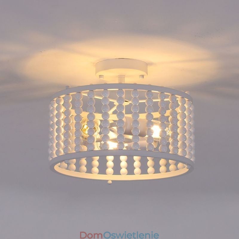 3-punktowe oświetlenie sufitowe Drewniane koraliki sufitowe Lampa w przedpokoju