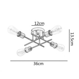 Oprawa oświetleniowa sufitowa do montażu na płasko, 4 gniazda świetlne