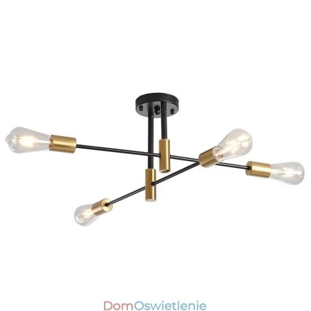 4 światła czarny żyrandol Sputnik Mid Century półpłaski sufitowy 4 światła czarny żyrandol Sputnik Mid Century półpłaski sufitowy