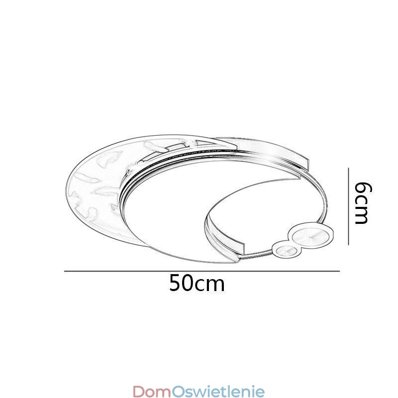 Nowoczesna lampa sufitowa w kształcie księżyca, montowana na płasko