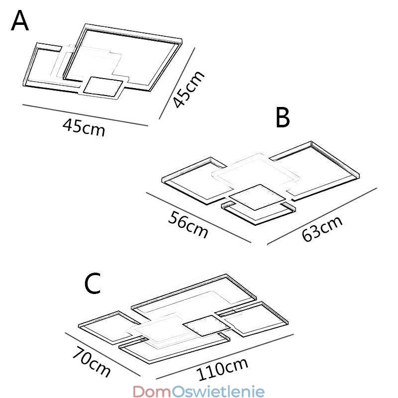 Nowoczesna złota oprawa geometryczna do montażu na suficie, 2 warstwy