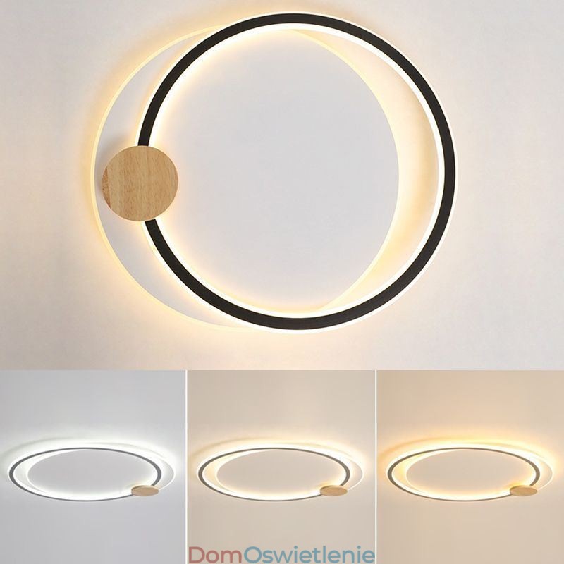 Nowoczesna lampa sufitowa akrylowa z 2 pierścieniami do montażu na płasko