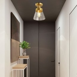 Współczesna szklana lampa sufitowa 1 światło wykończenie mosiężne