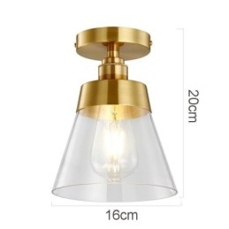 Współczesna szklana lampa sufitowa 1 światło wykończenie mosiężne