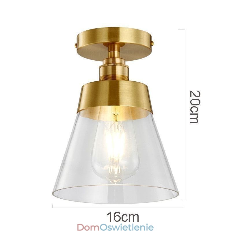 Współczesna szklana lampa sufitowa 1 światło wykończenie mosiężne