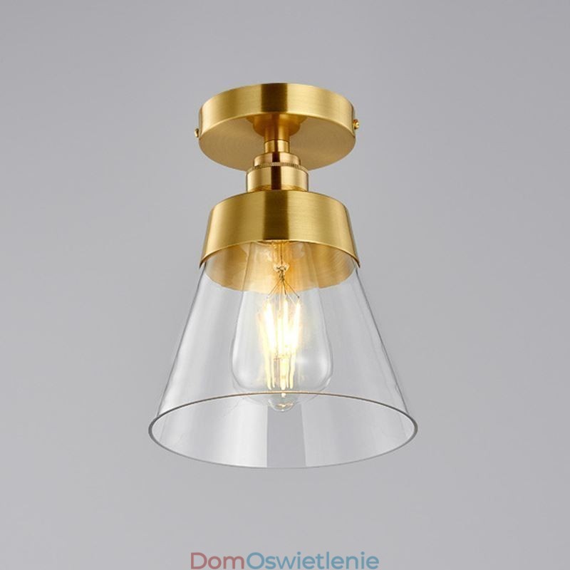 Współczesna szklana lampa sufitowa 1 światło wykończenie mosiężne
