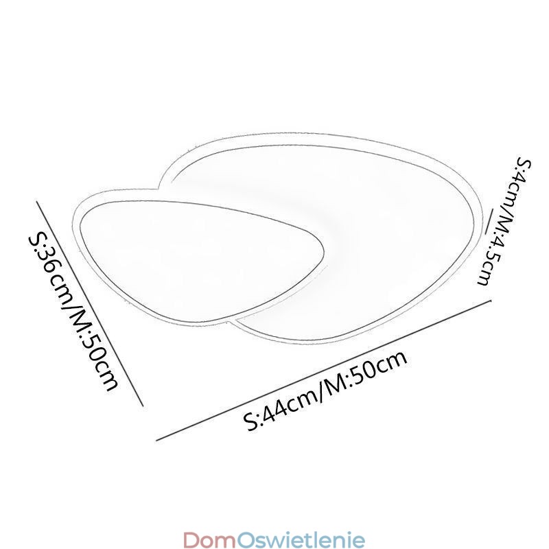 Oświetlenie sufitowe w kształcie podwójnego trójkąta montowane na płasko