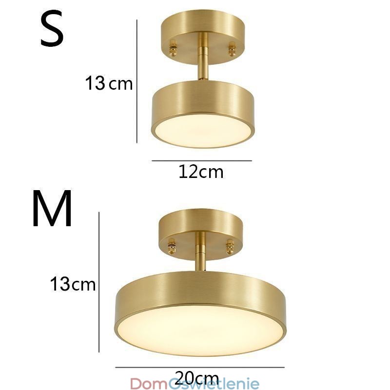 Złota miedziana mini okrągła lampa sufitowa