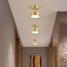 Złota miedziana mini okrągła lampa sufitowa