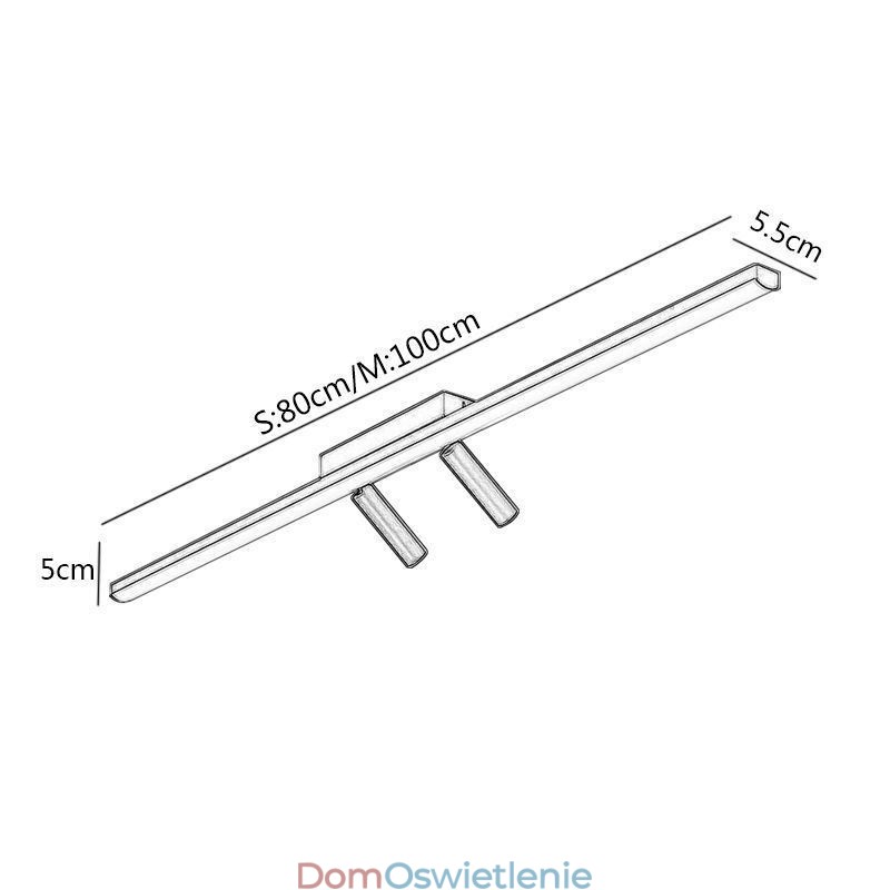 Liniowy sufitowy reflektor akrylowy montowany na płasko