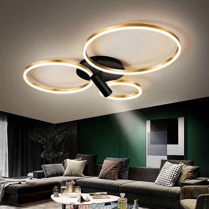 Lampa sufitowa szczotkowane złoto halo pierścień oświetlenie punktowe