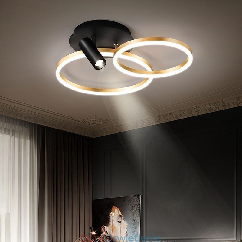 Lampa sufitowa szczotkowane złoto halo pierścień oświetlenie punktowe