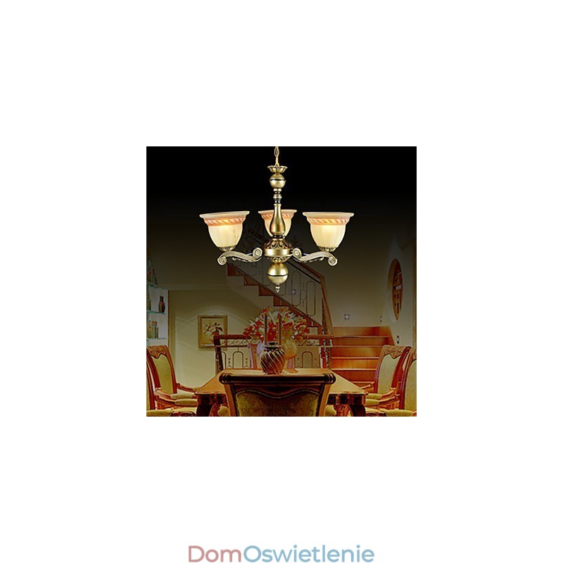 Żyrandol Trzy Światła Brązowy Europejski Retro Klasyczny