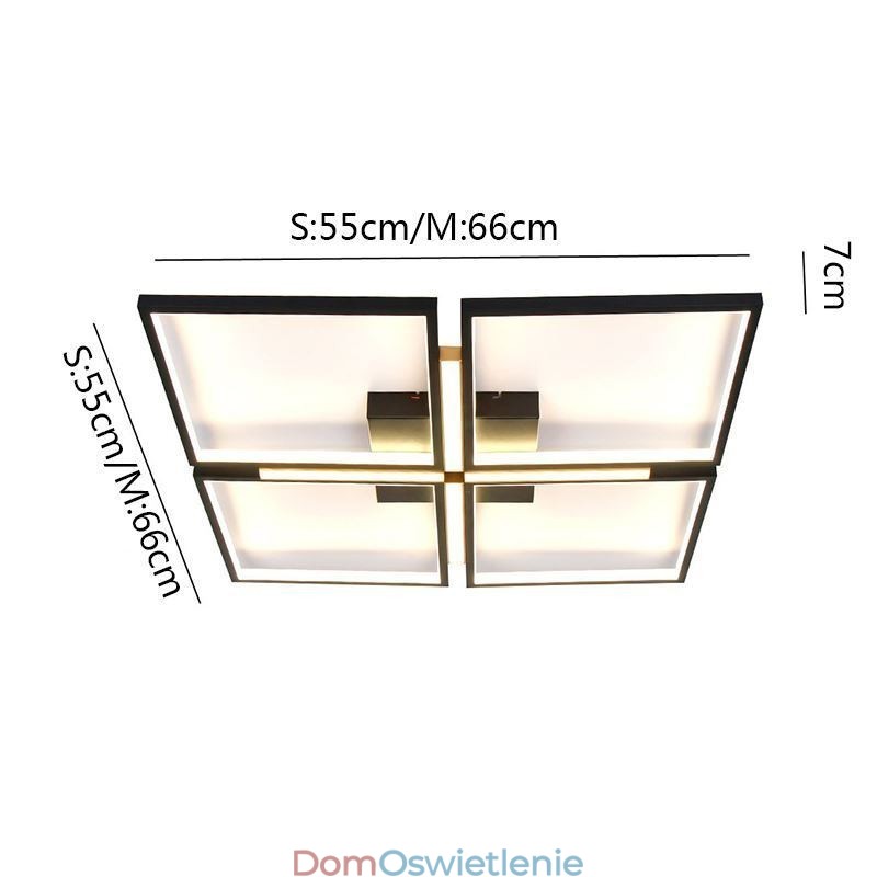 Kwadratowa lampa sufitowa zlicowana z powierzchnią akrylową, dekoracyjna