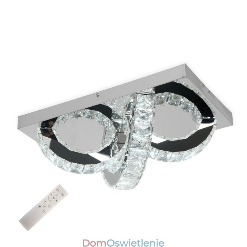 Półpierścień, lampa sufitowa kryształowa, montaż na płasko